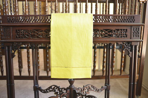 Lemon Verbena Colored Hemstitch Gust Towel. 14"x22"